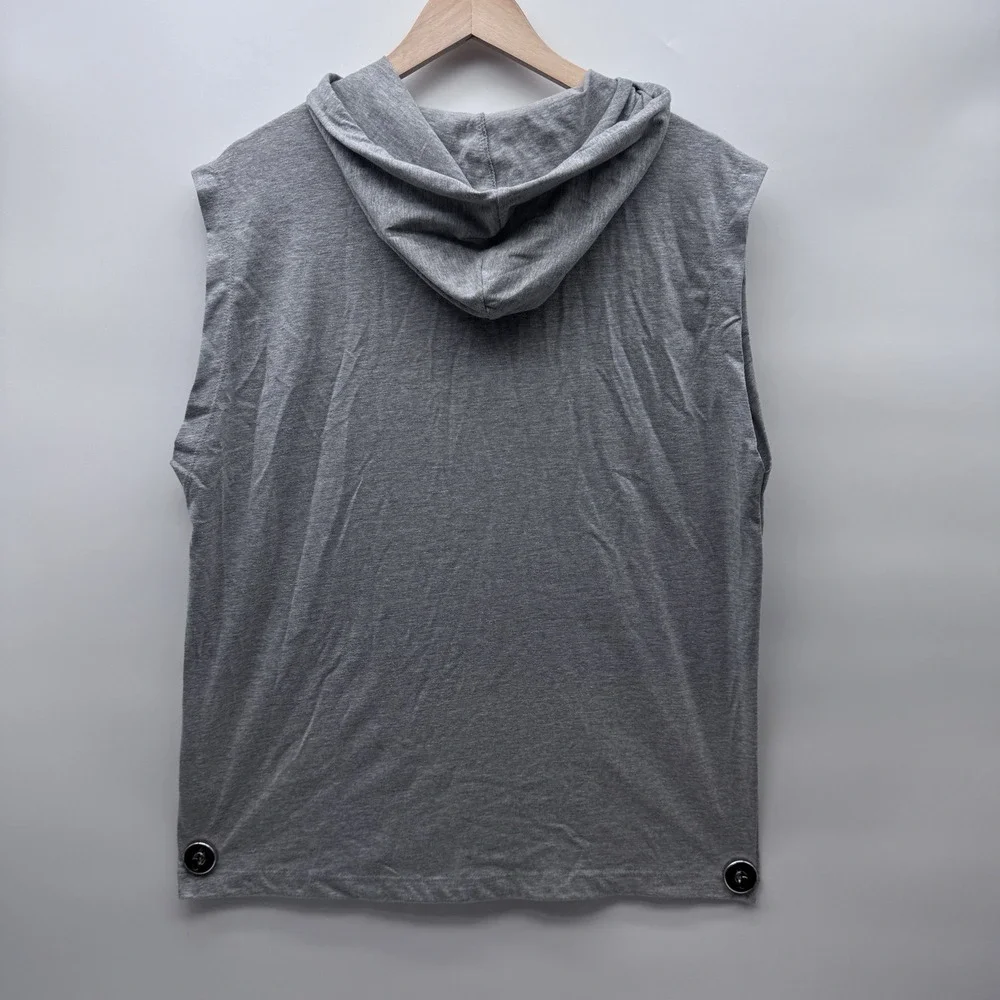 NWT True Religion Hooded Tank Mens S Light Grey World Tour Buddha Sleeveless Gym